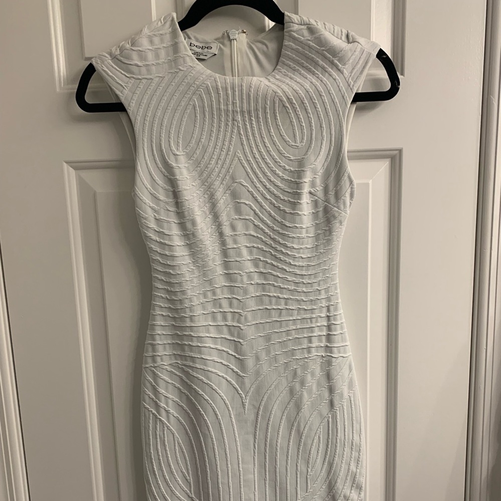 White detailed Bebe midi dress